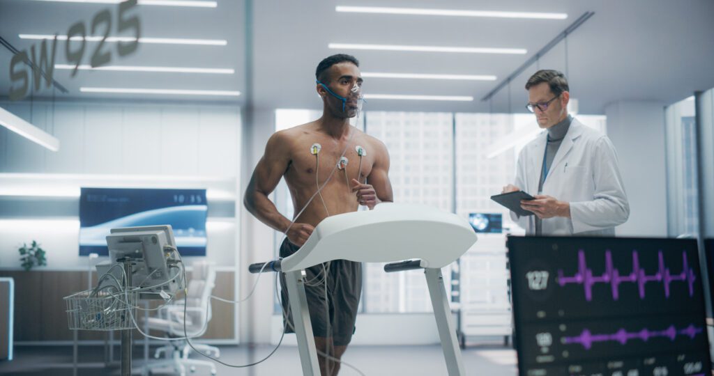 Man doing VO2 max test and biological age testing