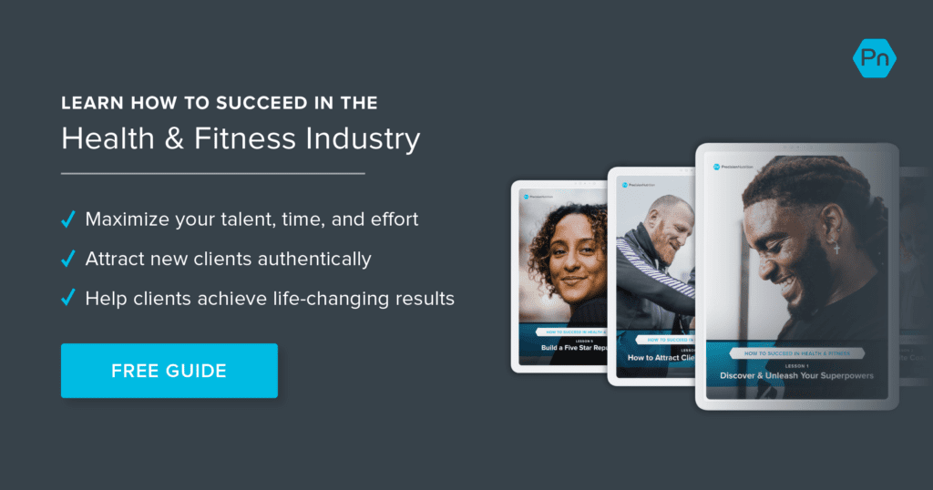 Four tablets fanned out with the lesson covers of the How to Succeed in Health and Fitness course displayed on screen.